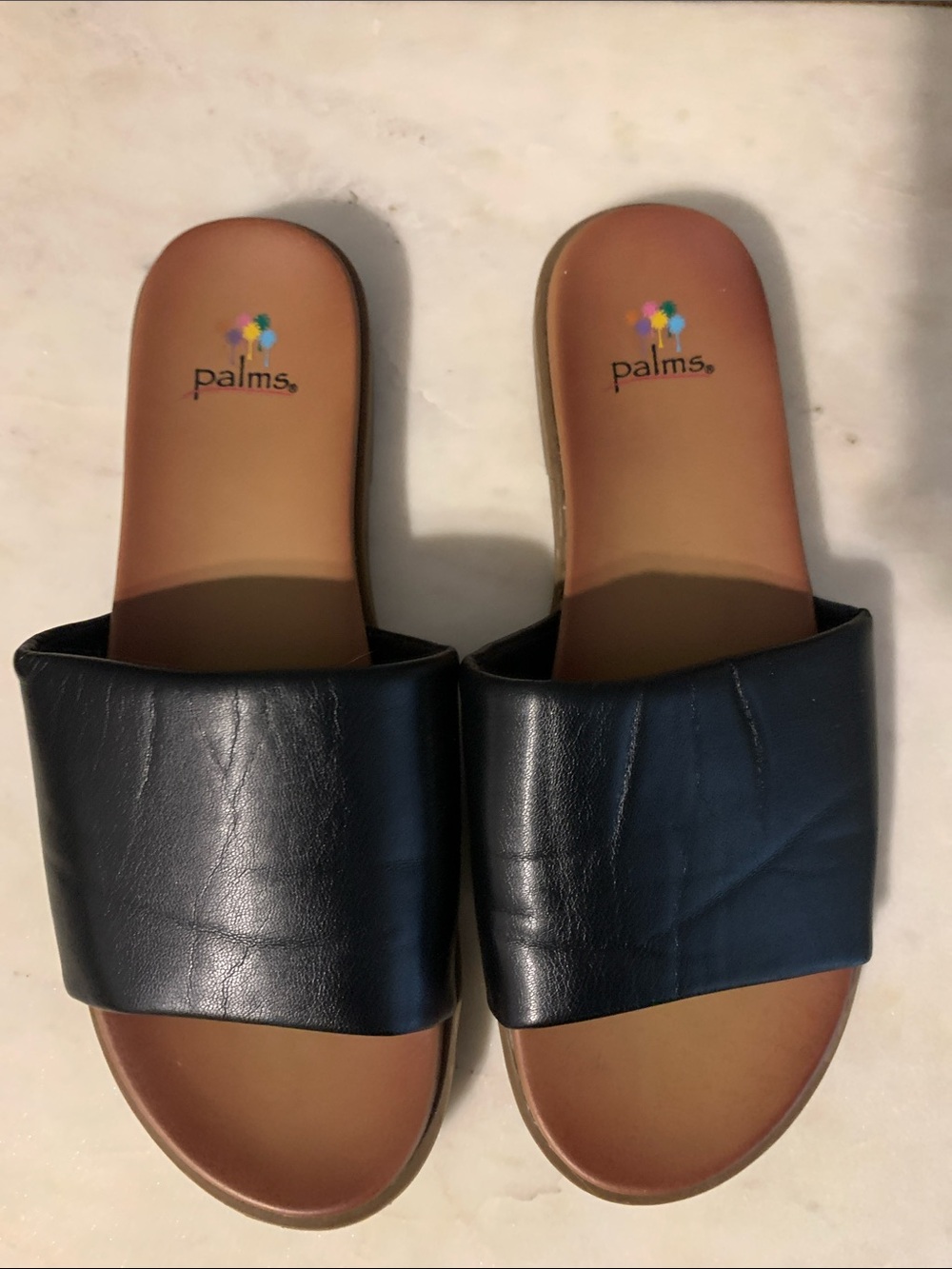 Palms Black Wide-Band Slide Sandals for Women